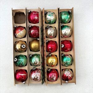Vintage Shiny Brite Glass Ball Christmas Ornaments Holiday Shabby Decor Cottage